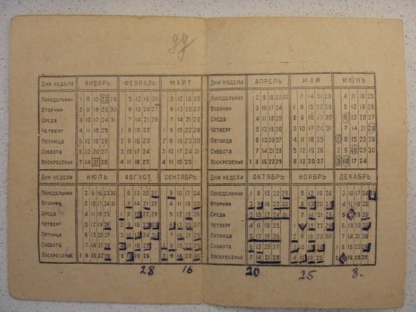 Календарь 1945 год обратка