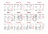 Горизонтальная сетка для карманного календаря на 2016 год в векторном формате