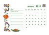 Сетка для перекидного календаря 2016, (англ.) вертикальная, вектор