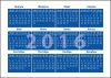 Сетка для карманного календаря 2016, горизонтальная в векторе