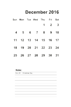 Сетка для вертикального перекидного календаря на 2016 год PNG