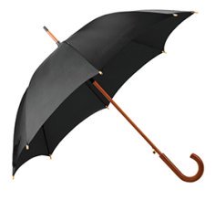 Зонт-трось черный с деревянной ручкой